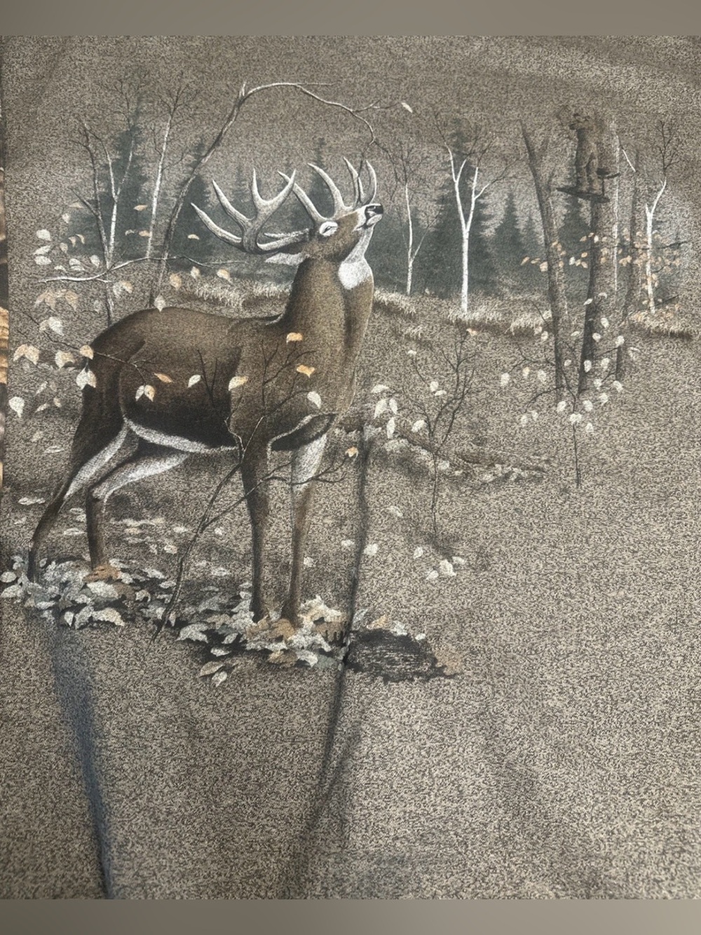 Vintage Artisans Mens XXL Deer Forest Graphic Sweatshirt Leaf Camouflage Sleeves - Picture 3 of 13